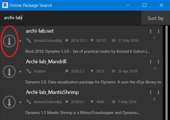 dynamo-now-installing-packages-down-arrow