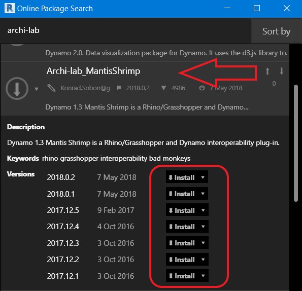 dynamo-now-installing-packages-older-versions